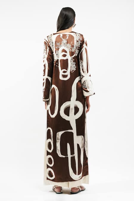 AK-OK Abstract Print Kurta and Flared Trouser 