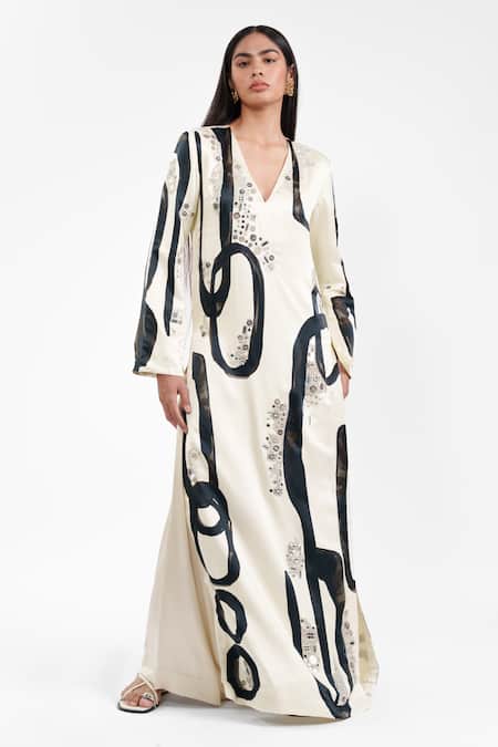 AK-OK Abstract Print Kurta and Flared Trouser 