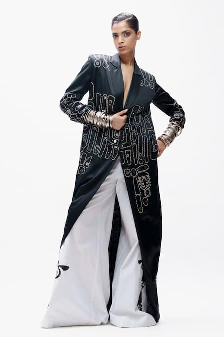AK-OK Tribal Dori Embroidered Long Jacket 