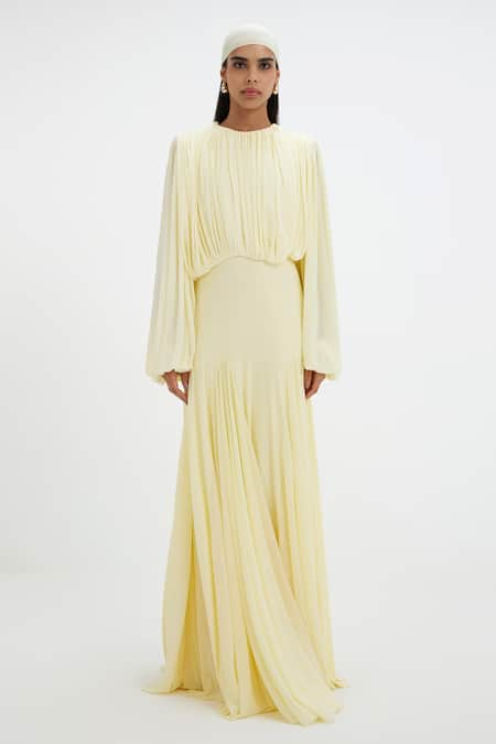 Deme By Gabriella Jeanie Pleated Balloon Sleeve Gown 