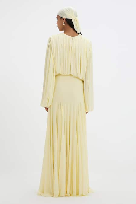 Deme By Gabriella Jeanie Pleated Balloon Sleeve Gown 