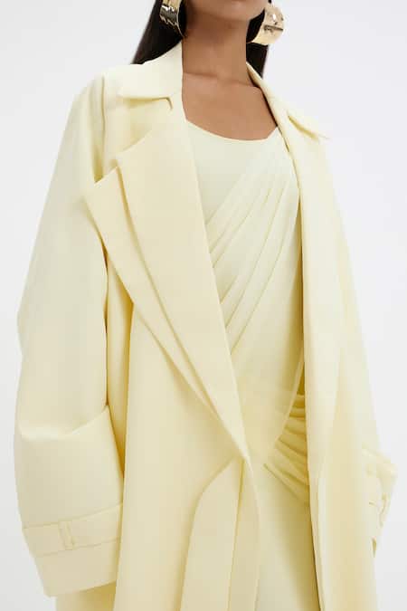 Buy_Deme By Gabriella_Yellow Lycra, Net Scoop Neck Joanna A-line Slip Dress _Online_at_Aza_Fashions