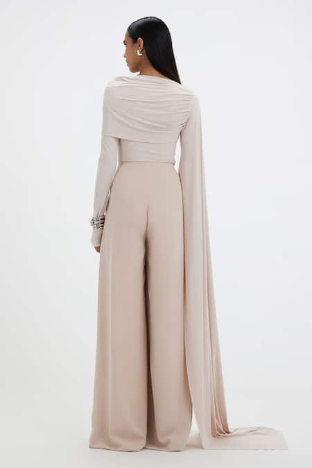 Deme By Gabriella Cobbie Draped Top & Flared Pant Co-ord Set 