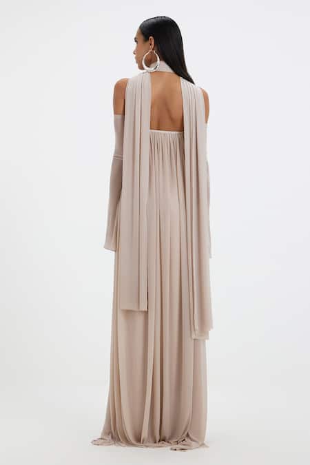 Deme By Gabriella Becki Off-Shoulder Tube Gown With Scarf 