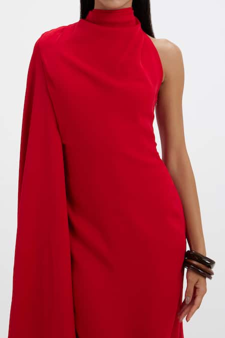 Shop_Deme By Gabriella_Red High , Halter Josie Asymmetric Gown 