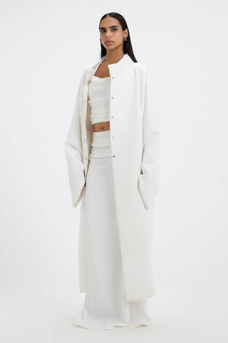Buy_Deme By Gabriella_White Frances Trench Coat  _Online_at_Aza_Fashions