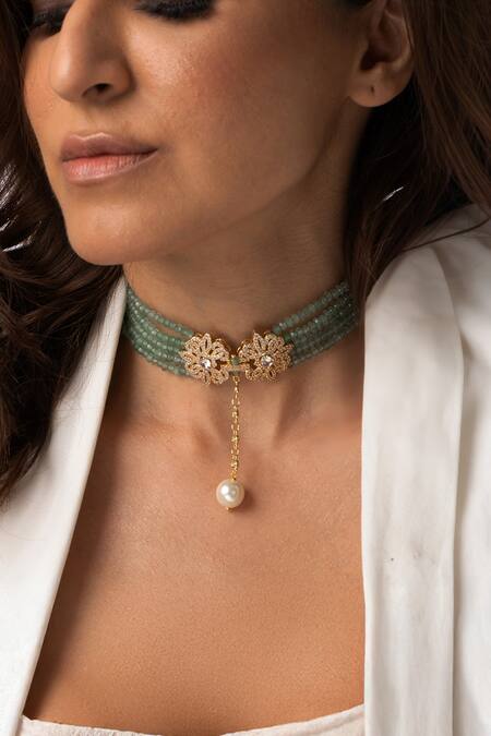 Joules By Radhika Mint Pearl Necklace 