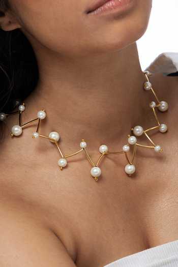 Joules by Radhika_Gold Plated Pearl Branch Necklace _Online_at_Aza_Fashions