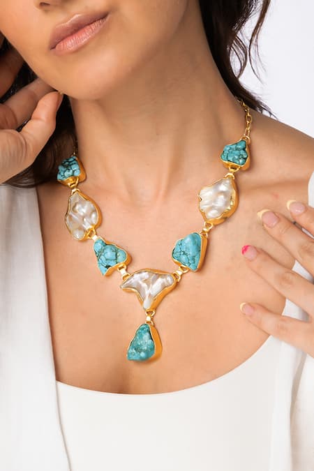 Joules By Radhika Raw Stone Statement Necklace 