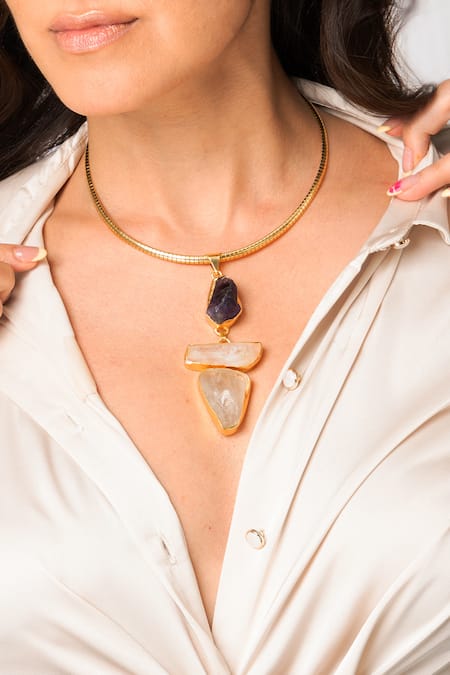 Joules By Radhika Modern Raw Stone Necklace 