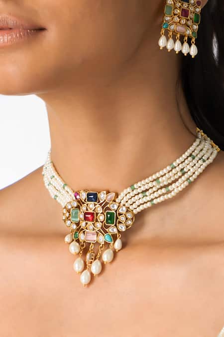 Joules By Radhika Ornate Multi-Stone Necklace Set 