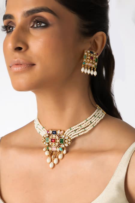 Joules By Radhika Ornate Multi-Stone Necklace Set 