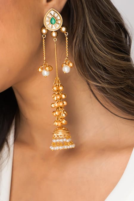 Joules By Radhika Golden Drop Jhumkas 