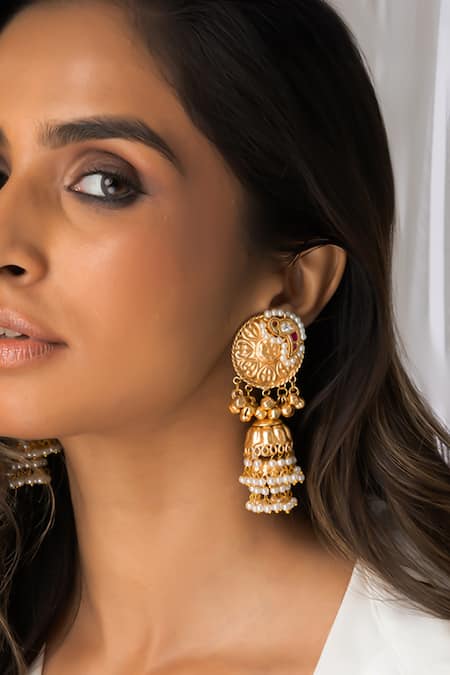 Joules By Radhika Heritage Pearl Jhumkas