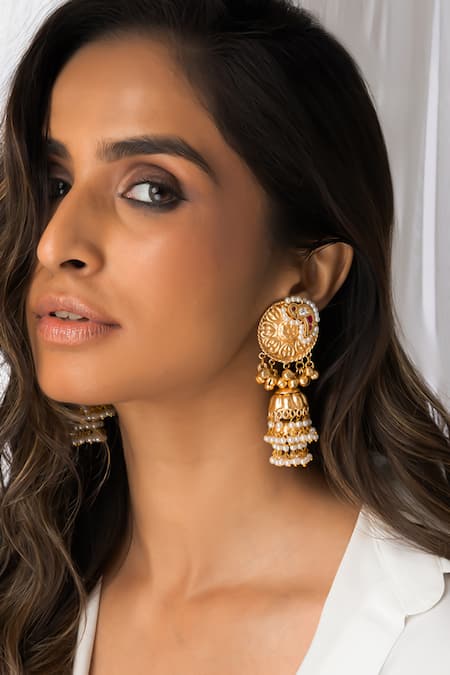 Joules By Radhika Heritage Pearl Jhumkas