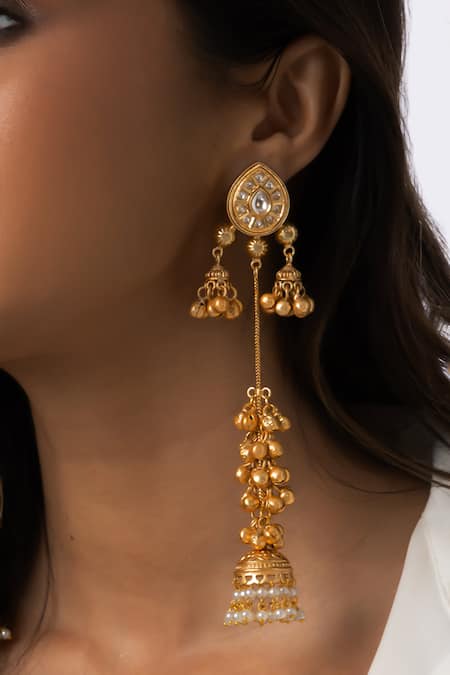 Joules By Radhika Regal Bead Jhumkas 