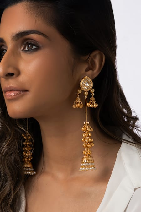 Joules By Radhika Regal Bead Jhumkas 