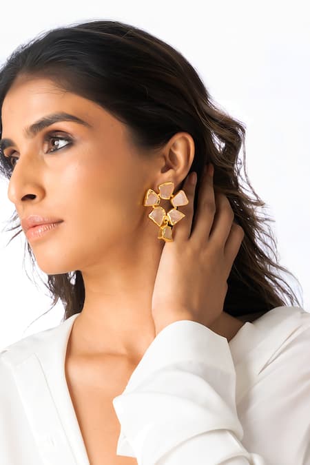 Joules By Radhika Raw Quartz Petals Earrings 