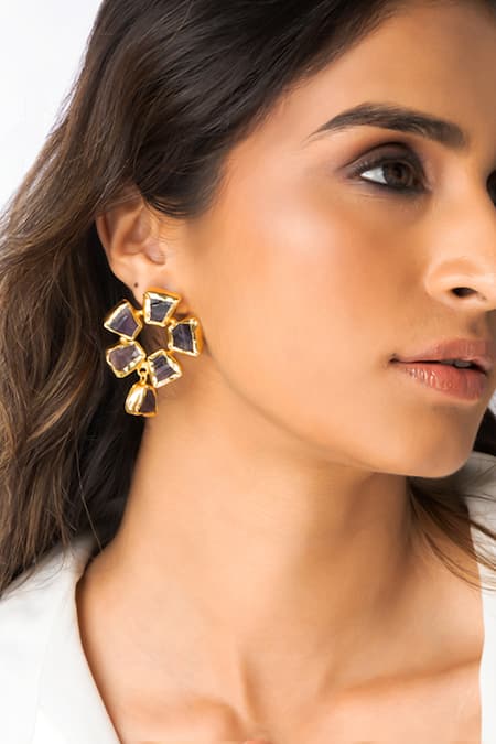 Joules By Radhika Cluster Imitation Gemstone Flower Earrings 