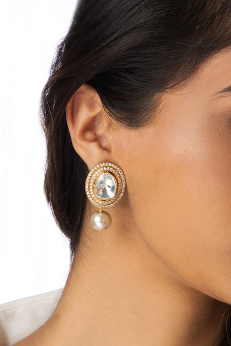 Joules by Radhika Uncut Stone Studded Earrings 