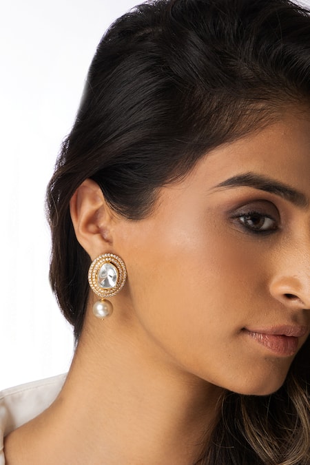 Joules by Radhika Uncut Stone Studded Earrings 