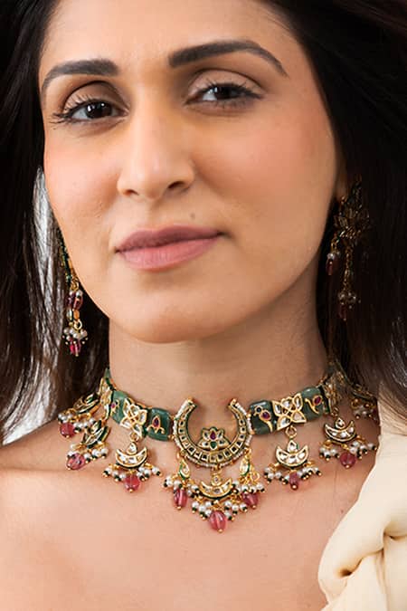 Joules By Radhika Crescent Multicolour Necklace Set 