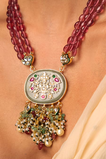 Joules By Radhika_Multi Color Beads, Pearls, Stones Timeless Signature Beaded Necklace Set _Online_at_Aza_Fashions