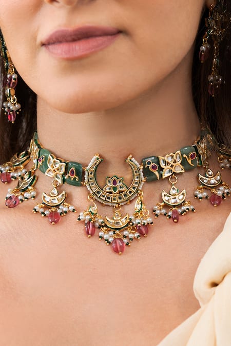 Joules By Radhika_Gold Plated Beads, Pearls, Stones And Studded Necklace Set _Online_at_Aza_Fashions
