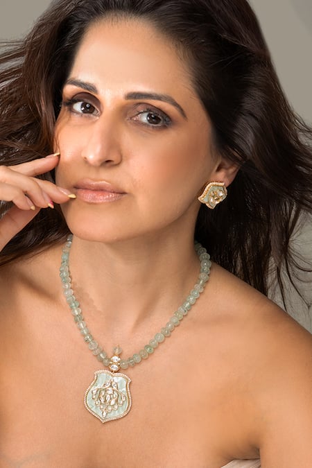 Joules By Radhika Traditional Shield Pendant Necklace Set