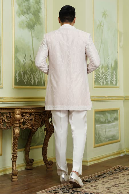 Millionaire Thread & Pearl Work Bandhgala Jacket Set 