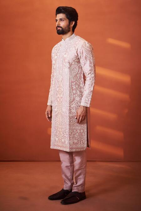 Buy Millionaire Rose Gold Silk Embroidery, Pearls Resham And Thread Work Kurta Set Online at Aza Fashions Buy_Millionaire_Rose Gold Silk Embroidery, Pearls Resham And Thread Work Kurta Set _Online_at_Aza_Fashions