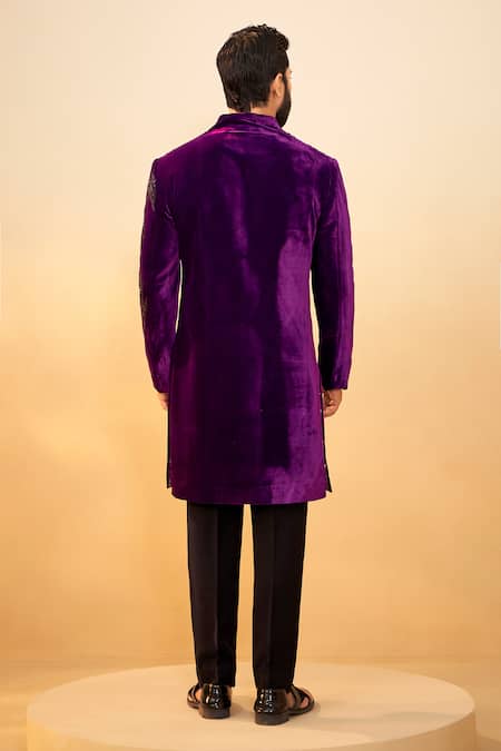 Millionaire Velvet Long Bandhgala Set 