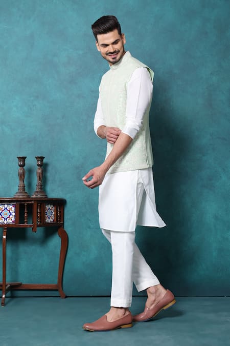 Buy Millionaire Green Silk, Dupion Embroidery, Pearls Thread And Work Bundi Set Online at Aza Fashions Buy_Millionaire_Green Silk, Dupion Embroidery, Pearls Thread And Work Bundi Set _Online_at_Aza_Fashions