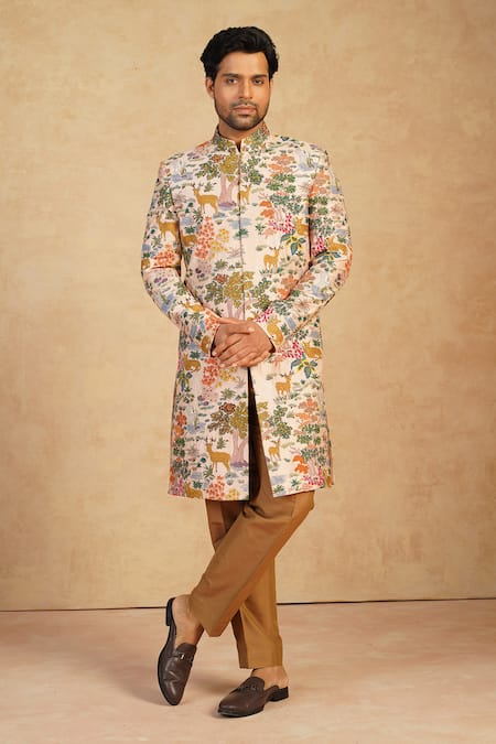 Millionaire Floral Embroidered Sherwani Set 
