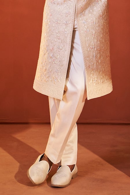 Buy Millionaire Off White Silk, Shantoon Embroidery, Pearls Resham Thread And Work Sherwani Set Online at Aza Fashions Buy_Millionaire_Off White Silk, Shantoon Embroidery, Pearls Resham Thread And Work Sherwani Set _Online_at_Aza_Fashions