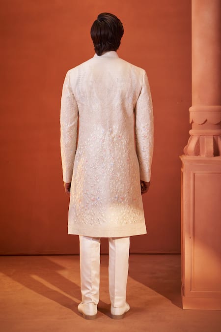 Millionaire Resham Thread & Pearl Work Sherwani Set 