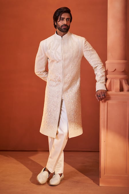 Millionaire Resham Thread & Pearl Work Sherwani Set 