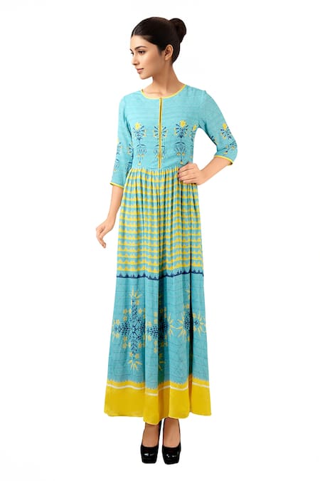 Buy Soup By Sougat Paul Blue Printed Dress at Aza Fashions Buy_Soup By Sougat Paul_Blue Printed Dress _at_Aza_Fashions