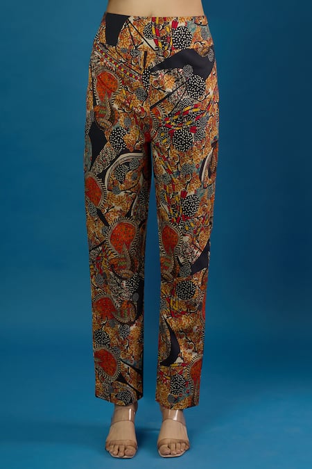 Anamika Khanna Multi Color Sequins, Embroidery Round Neck Elephant Eye Print Kurta Set at Aza Fashions Anamika Khanna_Multi Color Sequins, Embroidery Round Neck Elephant Eye Print Kurta Set _at_Aza_Fashions