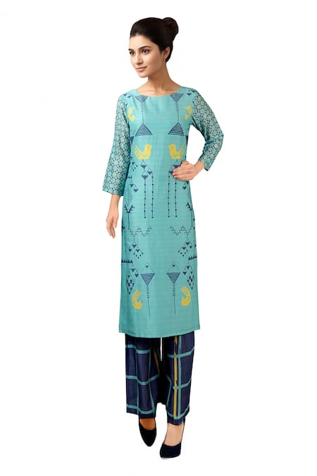Soup By Sougat Paul Blue printed palazzo kurta set 