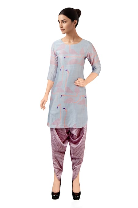 Soup By Sougat Paul Grey & pink printed kurta set 