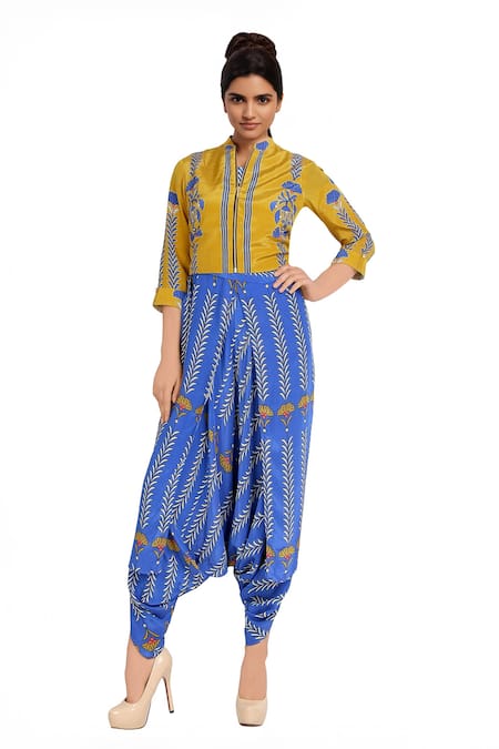 Soup By Sougat Paul Blue printed jumpsuit & jacket 