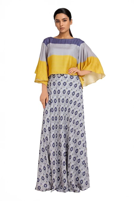 Soup By Sougat Paul Satin Printed Skirt Set 