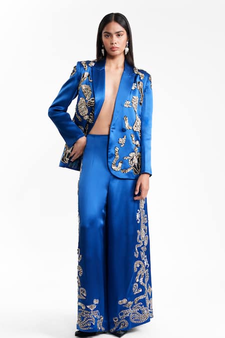 AK-OK Embroidered Silk Trouser 