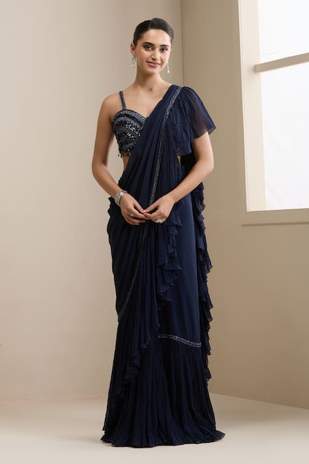 Chaashni By Maansi And Ketan Pre-Stitched Saree With Embellished Blouse 