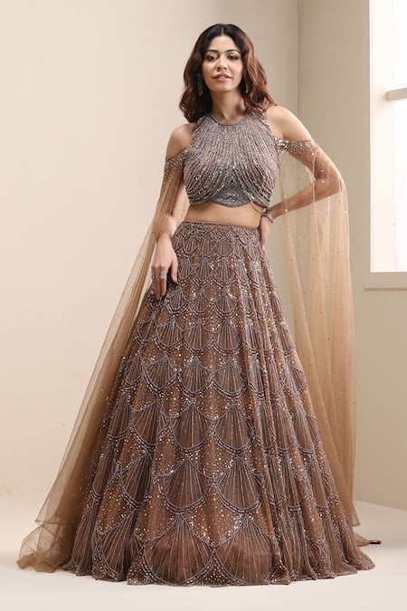 Chaashni By Maansi And Ketan Zirconia Embellished Lehenga & Blouse Set 
