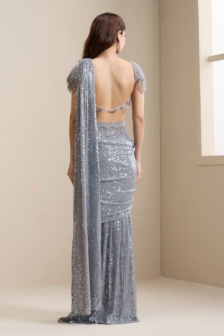 Chaashni By Maansi And Ketan Pre-Draped Saree With Embellished Blouse 