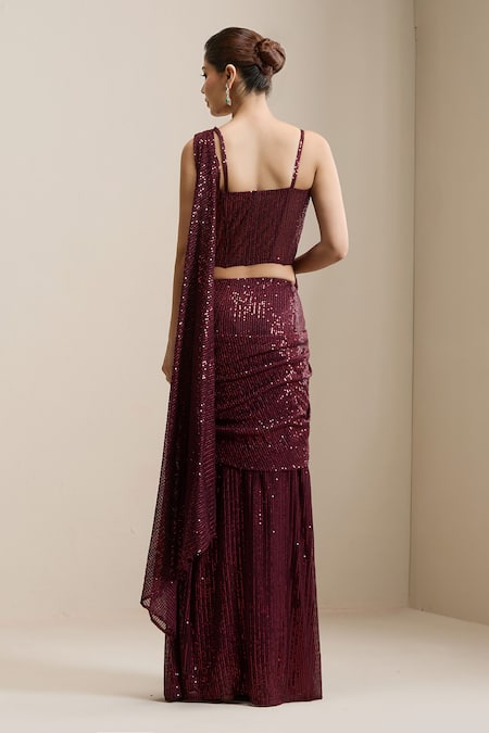 Chaashni By Maansi And Ketan Pre-Draped Saree With Embellished Corset 