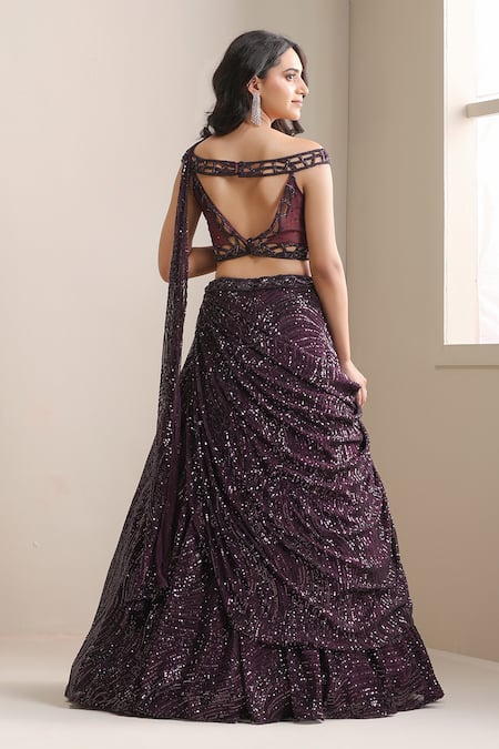 Chaashni By Maansi And Ketan Embellished Draped Lehenga & Blouse Set 