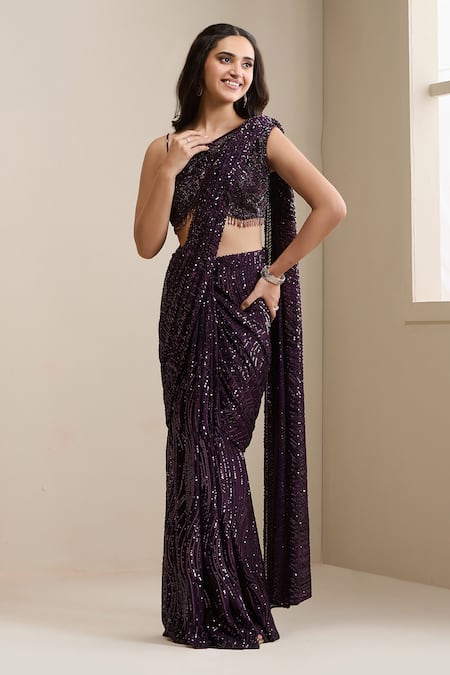 Chaashni By Maansi And Ketan Pre-Stitched Saree With Embellished Blouse 